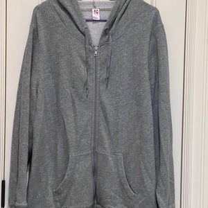 Lane Bryant Terry Zippered Hoodie Jacket Metal Detailing Hooded Coat